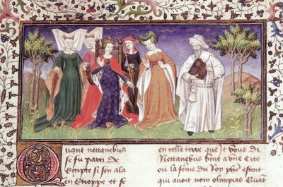 Ms Royal 20 B.XX fol.7 Olympias con Nectanebus, de 