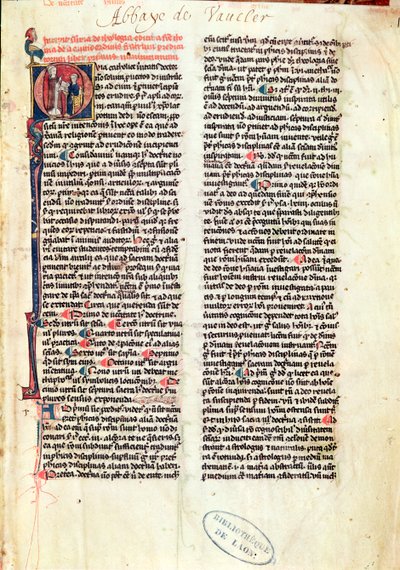 Ms de Vauclair 160 Fol.1 Página de la Suma Teológica de Santo Tomás de Aquino (1225-74) de French School
