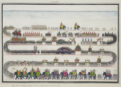 Ceremonia de Muharram, Faizabad, 1772 del Álbum Gentil, publicado en 1774 de French School