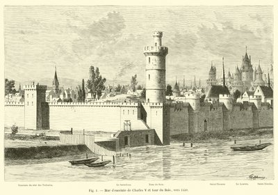 Muralla de Carlos V y torre del Bosque, hacia 1450 de French School