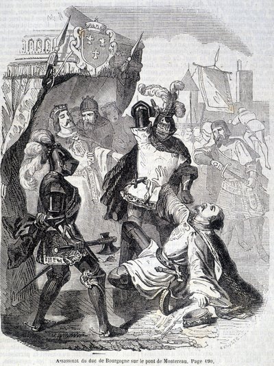 Asesinato del Duque de Borgoña (Juan sin miedo) en el puente de Montereau en 1419 - en 