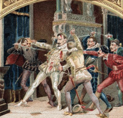 Asesinato del Duque de Guisa (Enrique I de Lorena, conocido como el Balafré) de French School