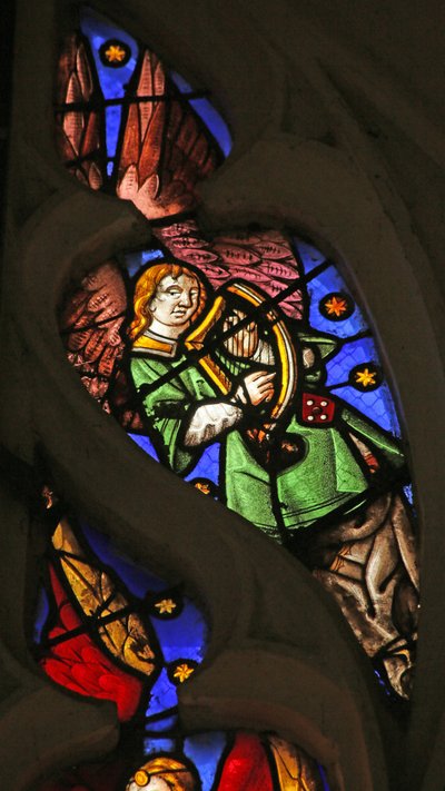 Ángel musical con arpa de French School