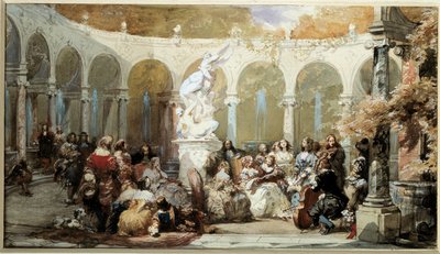 Escena musical en los jardines de Versalles de French School