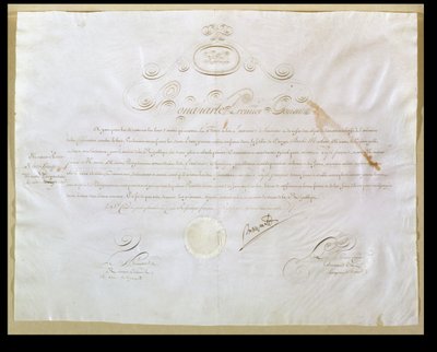 Autorización de Napoleón Bonaparte para la compra de Luisiana por los Estados Unidos, 30 de abril de 1803 de French School
