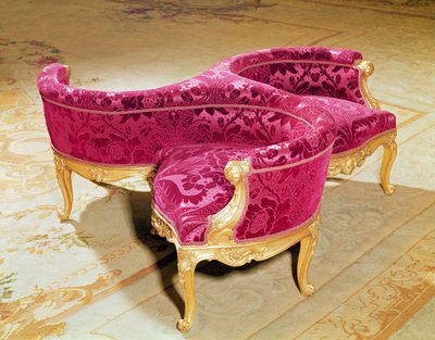 Sillón de amor de Napoleón III (madera y terciopelo) de French School