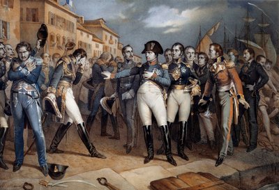 Napoleón I (1769-1821) se somete a la ley británica y se rinde 14/07/1815 Litografía hacia 1815 Ile d