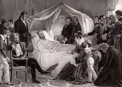 Napoleón I en su lecho de muerte en Santa Elena, 5 de mayo de 1821, después de una pintura de Charles de Steuben de French School