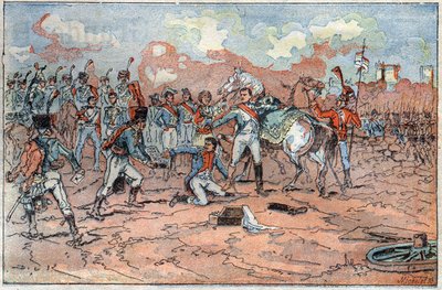Napoleón I, herido frente a Ratisbona de French School