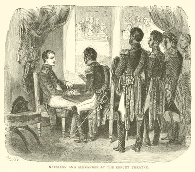 Napoleón y Alejandro en el Teatro de Erfurt de French School