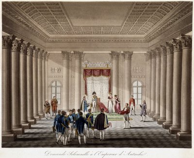 Napoleón pide a María Luisa en matrimonio al Emperador de Austria - en “Historia Histórica de la Guerra entre Francia y Austria en 1809” de French School