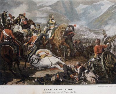 Napoleón en la Batalla de Rivoli el 14 de enero de French School