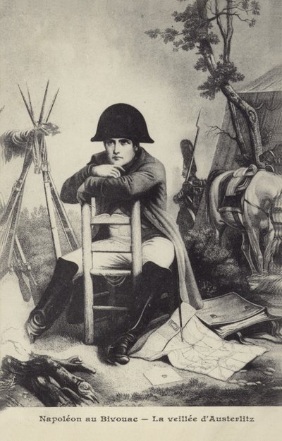 Napoleón en el Bivouac de French School