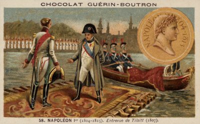 Napoleón se encuentra con Alejandro I de Rusia en Tilsit de French School