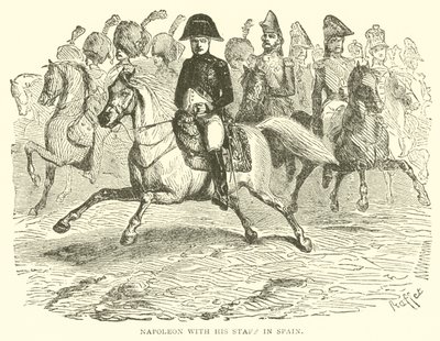 Napoleón con su estado mayor en España (grabado) de French School