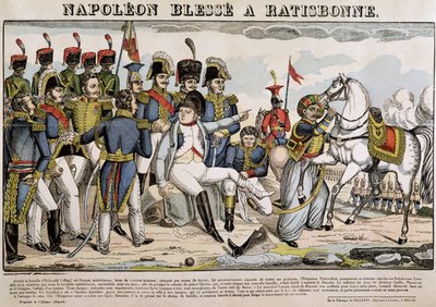Napoleón herido en Ratisbona - imagen de Épinal de French School
