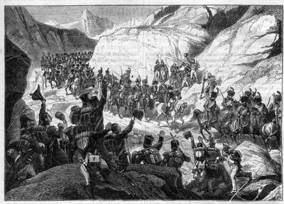 Guerras Napoleónicas/Inicio de la Campaña Española, 5 de noviembre de 1808 - Entrada de Napoleón en España al frente de sus tropas - en "Historia del imperio continuando la historia del consulado" de Adolphe Thiers -1879 - colección privada de French School