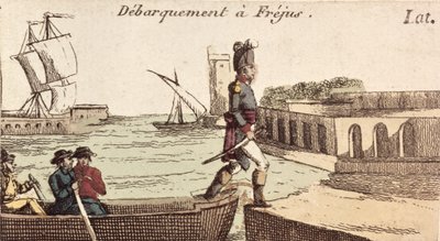 La llegada de Napoleón a Fréjus al regreso de la campaña egipcia, 9 de octubre de 1799 de French School