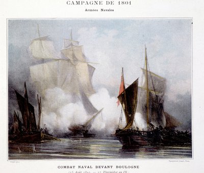 Combate naval frente a Boulogne - en "Las batallas navales de Napoleón" de French School