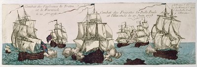 Enfrentamientos navales entre las flotas francesa e inglesa durante la Revolución Americana en 1778 de French School