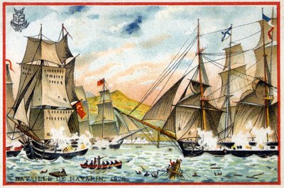 Batalla de Navarino de la Triple Alianza contra la Flota Turco-Egipcia el 28 de octubre de French School