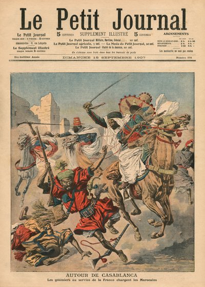 Cerca de Casablanca, los goumiers cargando contra los marroquíes, ilustración de 