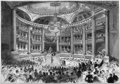 Arquitectura neoclásica: vista del salón del Gran Teatro de Burdeos (1773-1780) con motivo del baile dado por la visita del Emperador Napoleón III y la Emperatriz Eugenia de Montijo. Burdeos, Gironda (33) de French School