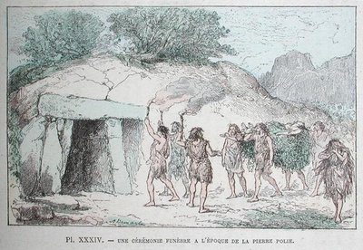 Rito funerario neolítico, ilustración de 