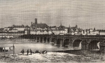 Nevers - Nievre en región Borgoña - grabado en “La France illustrée: géographie, histoire, administration statistique” por V.-A. Malt-Brown. 1884 de French School