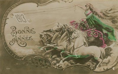 Tarjeta de felicitación de Año Nuevo, 1913 de French School