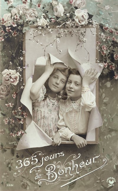 Tarjeta de felicitación de Año Nuevo, principios del siglo XX de French School