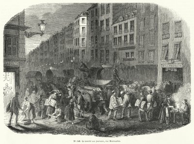 Mercado de periódicos, Rue Montmartre, París (grabado) de French School