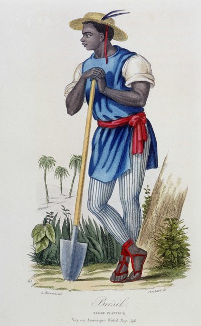 Negro plantador de Brasil - en "Biblioteca Universal de Viajes" por Albert-Montémont, ed. Armand-Aubrée, París de French School