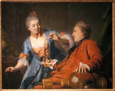 Nicolas Bergeat (1733-1815) y Madame de Maisoncel realizando un experimento de física de French School