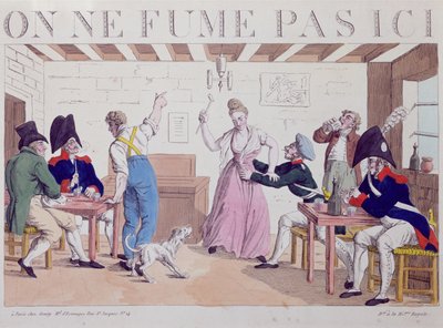 No fumar, caricatura contra la presencia de las tropas aliadas en París, 1815 de French School