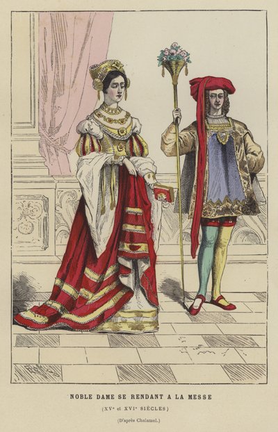 Noble yendo a misa, siglo XV o XVI de French School