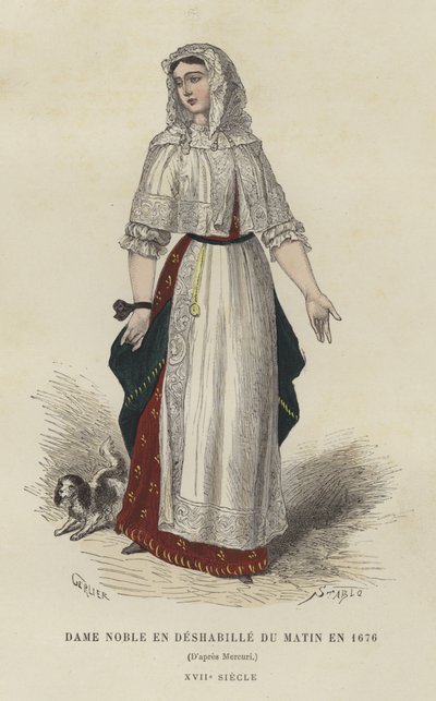 Dama noble en bata de mañana, 1676 de French School