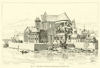 Notre-Dame y el Obispado a comienzos del siglo XIII de French School