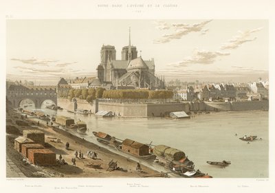 Notre-Dame, el Obispado y el Claustro, 1750 de French School