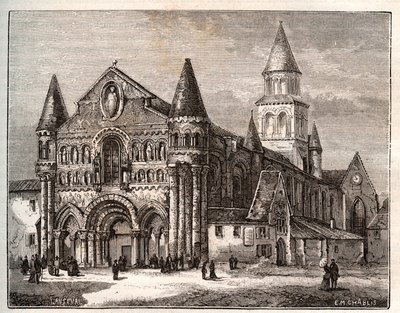 Notre Dame de Poitiers - grabado en “La France illustree: geographie, histoire, administration statistique” por V.A. Malt-Brown. 1884 de French School