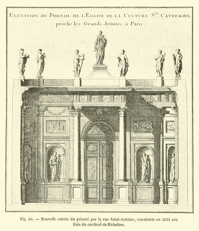 Nueva entrada del priorato por la rue Saint-Antoine, construida en 1634 a expensas del cardenal de Richelieu de French School
