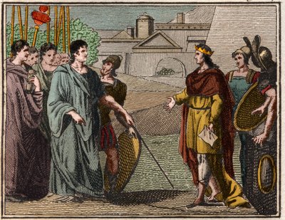 Numa Pompilio, legendario segundo rey de Roma, devuelve el escudo sagrado a los sacerdotes de Marte de French School
