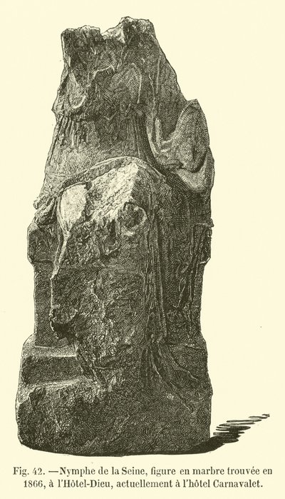 Ninfa del Sena, figura en mármol encontrada en 1866, en el Hotel-Dieu, actualmente en el hotel Carnavalet de French School
