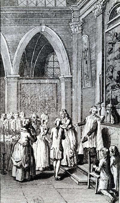 Obediencia, ilustración de La Vie de Mon Père por Restif de la Bretonne de French School