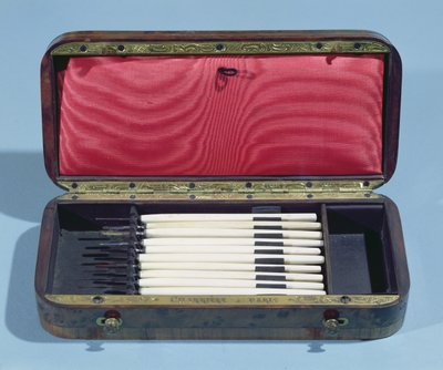 Estuche de instrumentos de oculista, hecho por Charriere de París de French School