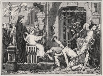 Con motivo de su futuro (1227), el joven Luis IX hizo prisioneros - grabado en “Les Hommes Celebres de la France” por Louis Dumas 1889 de French School