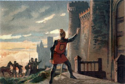 Guerra de los Cien Años: tras la derrota en la Batalla de Crecy, el Rey de Francia Felipe VI de Valois (1294-1350) llama a la puerta del Castillo de Broye diciendo “¡Abrid, es la fortuna de Francia!” (o “¡Abrid, es el Rey de Francia en desgracia!”) de French School