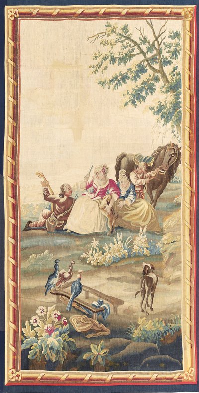 Uno de un par de tapices pastorales de Luis XVI, Aubusson, c.1775 de French School