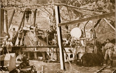 Uno de los cañones pesados utilizados por los aliados en su posición masiva protegida en el Somme, 1914-19 de French School