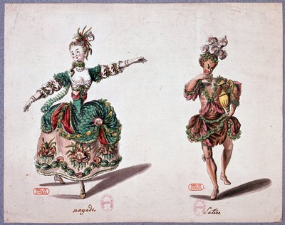 Disfraces de ópera: náyade y sátiro de French School